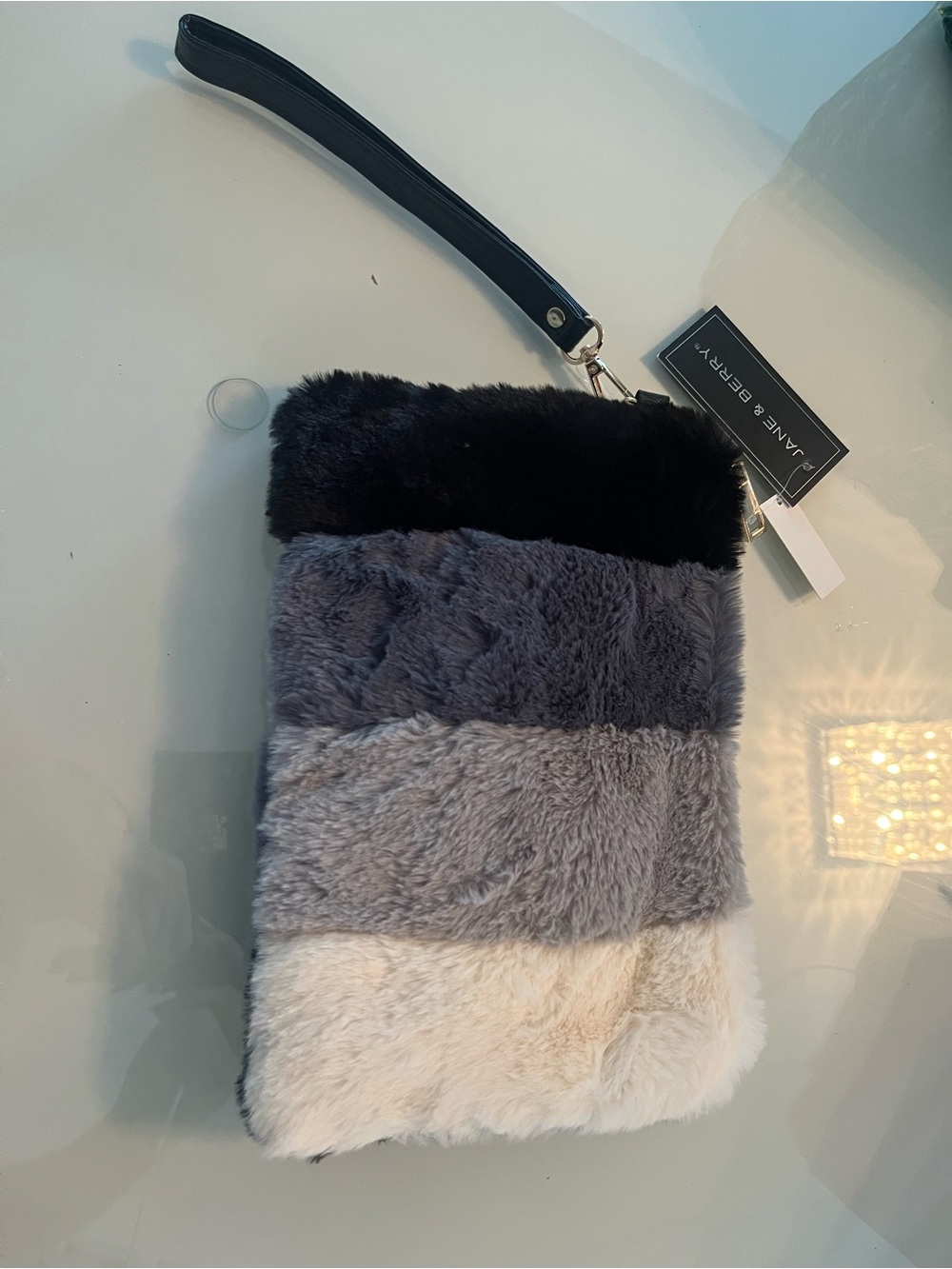 Jane & Berry Faux Fur Wristlet Clutch - Multicolor Stripe